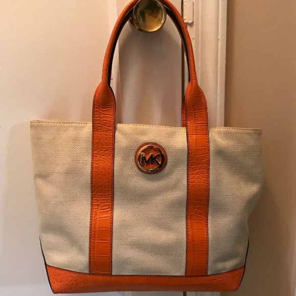 Michael Kors Handbags - Michael Kors canvas and orange croc leather.